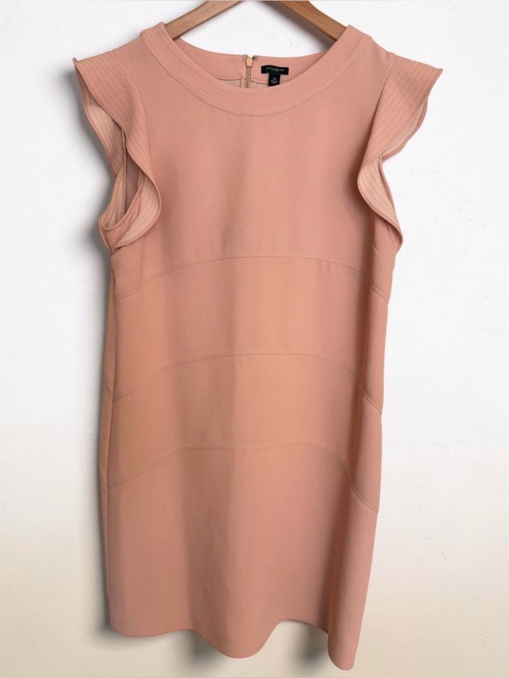 Ann Taylor Pink Flutter Sleeve Tiered Sheath Dress Size 14